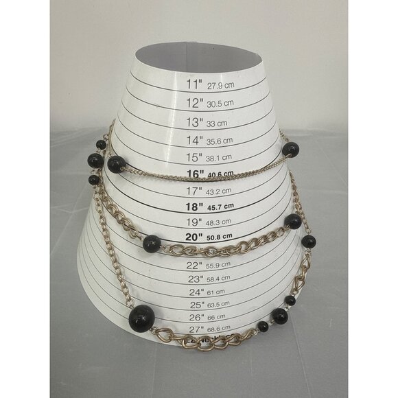 Multi-Strand Silver Tone & Black Beaded Necklace - Picture 5 of 5